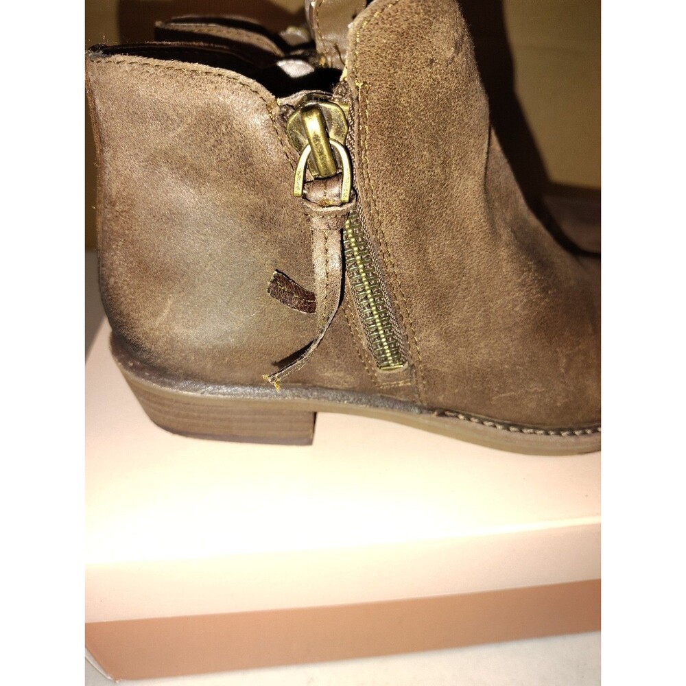 GB Gianni Bini A-Lister Walnut Brown Suede Double Zip Ankle Booties Boots... - Picture 6 of 11